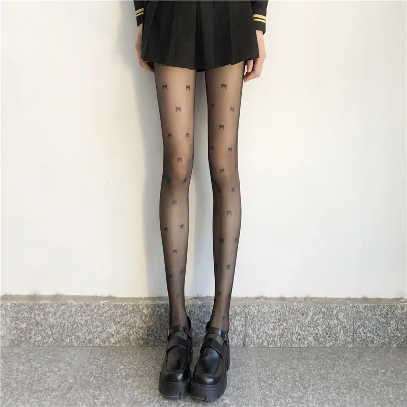 

Женские колготки JK Lolita с бантом, жаккардовые пикантные женские чулки, модная готическая одежда, колготки, носки, Чулочные изделия, нижнее бе...
