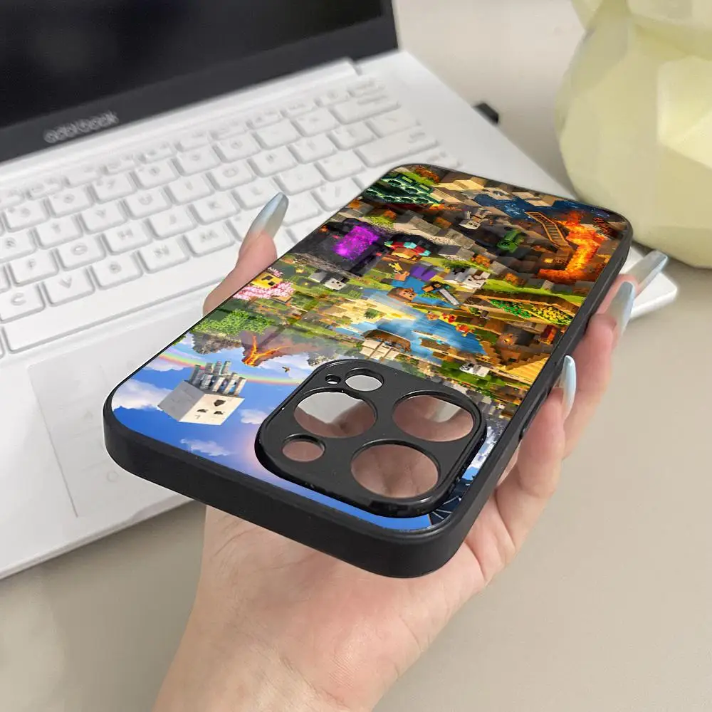 Фото Чехол для телефона M-Mines C-Craft Game из стекла для Samsung S25 S26 S24 S23 Ultra, iPhone 17 15 14 16 13 Pro Max Plus №3