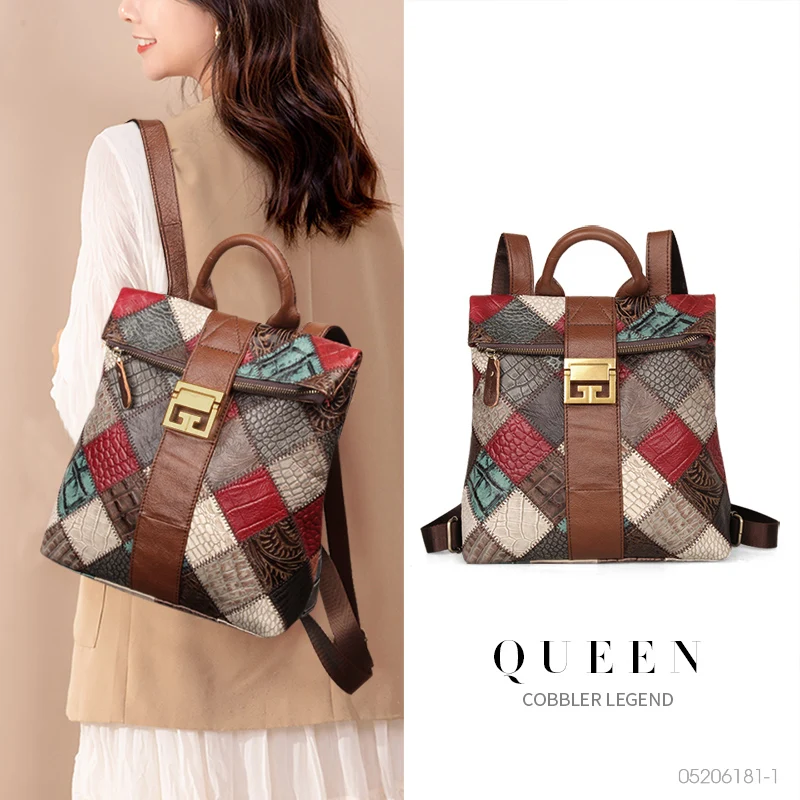 

Женский рюкзак из натуральной кожи , винтажные сумки на плечо для путешествий, дизайнерские рюкзаки для ноутбука, модные красочные рюкзаки ...