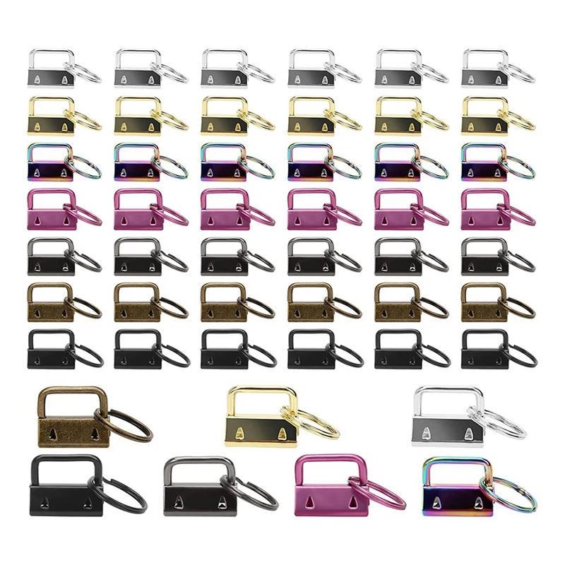 

AT69 -Key Fob Hardware Set 1 Inch Key 7 Color Wristlet Keychain Hardware For Wristlet Keychain, Key Chain Making Hardware