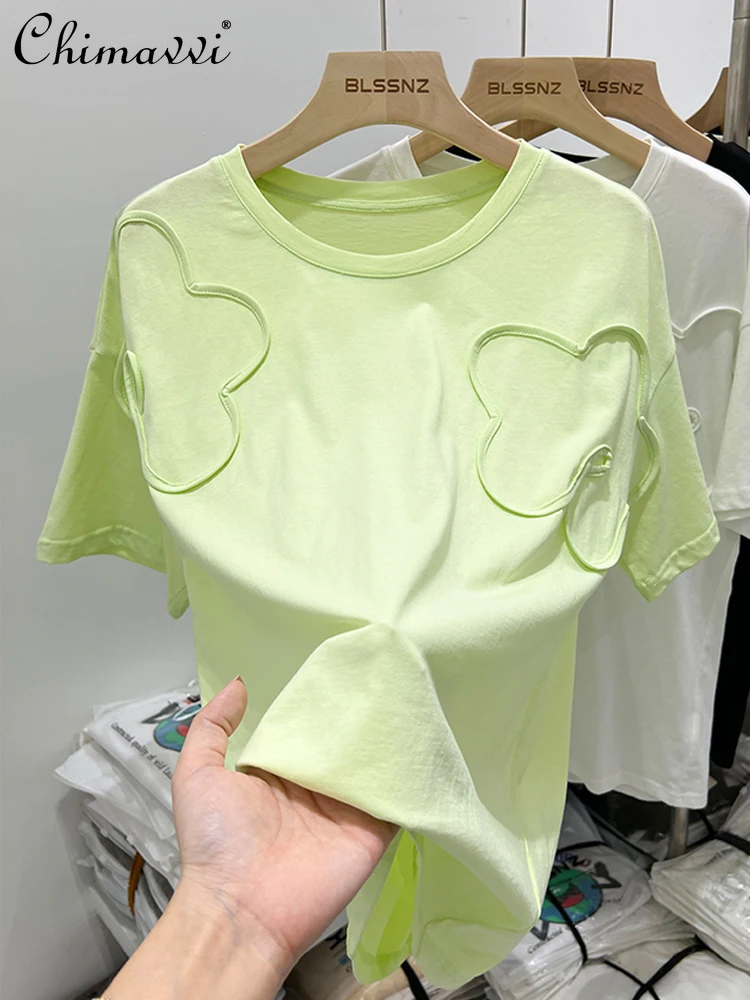 

European Style Mid-Length T-shirt Women's Short-Sleeved Loose Tops 2022 Summer Clothes New Fashion Chic Feminine Tshirts
