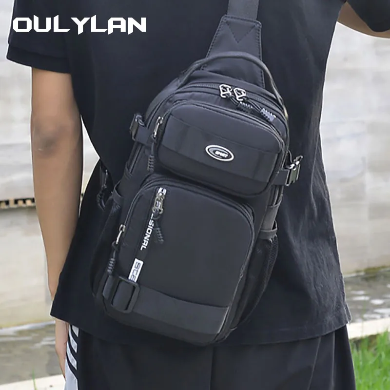 

Pockets Crossbody Chest Bag Men Shoulder Bags Man with Multiple Fits 9.7in Ipad