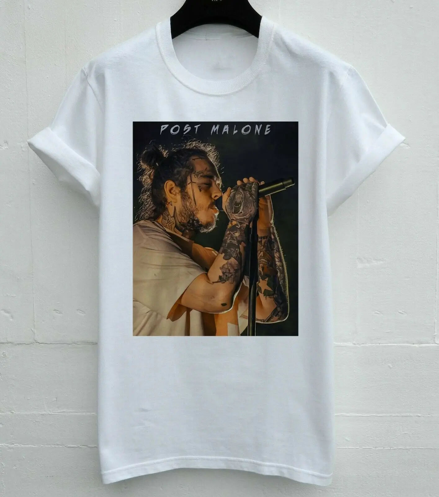 

Post Malone Concept Reprinted White Men Short Sleeve T-Shirt