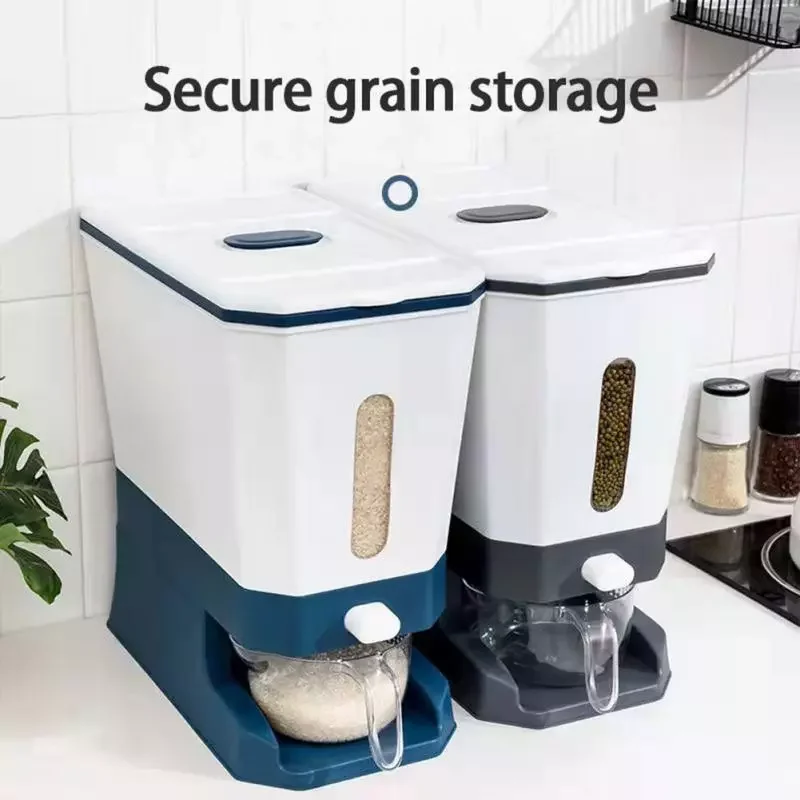 

NEW IN 12KG Grain Storage Tank Sealed With Scale Organizer Case Food Grade Soybeans Organizer Case Rice Storage Box Home Kitchen
