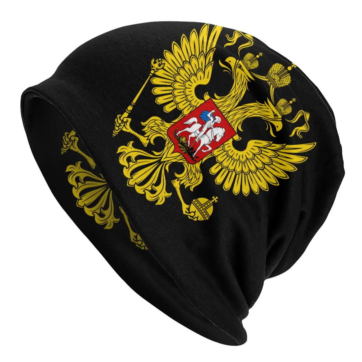 

Шапка-бини вязаная унисекс, с гербом России