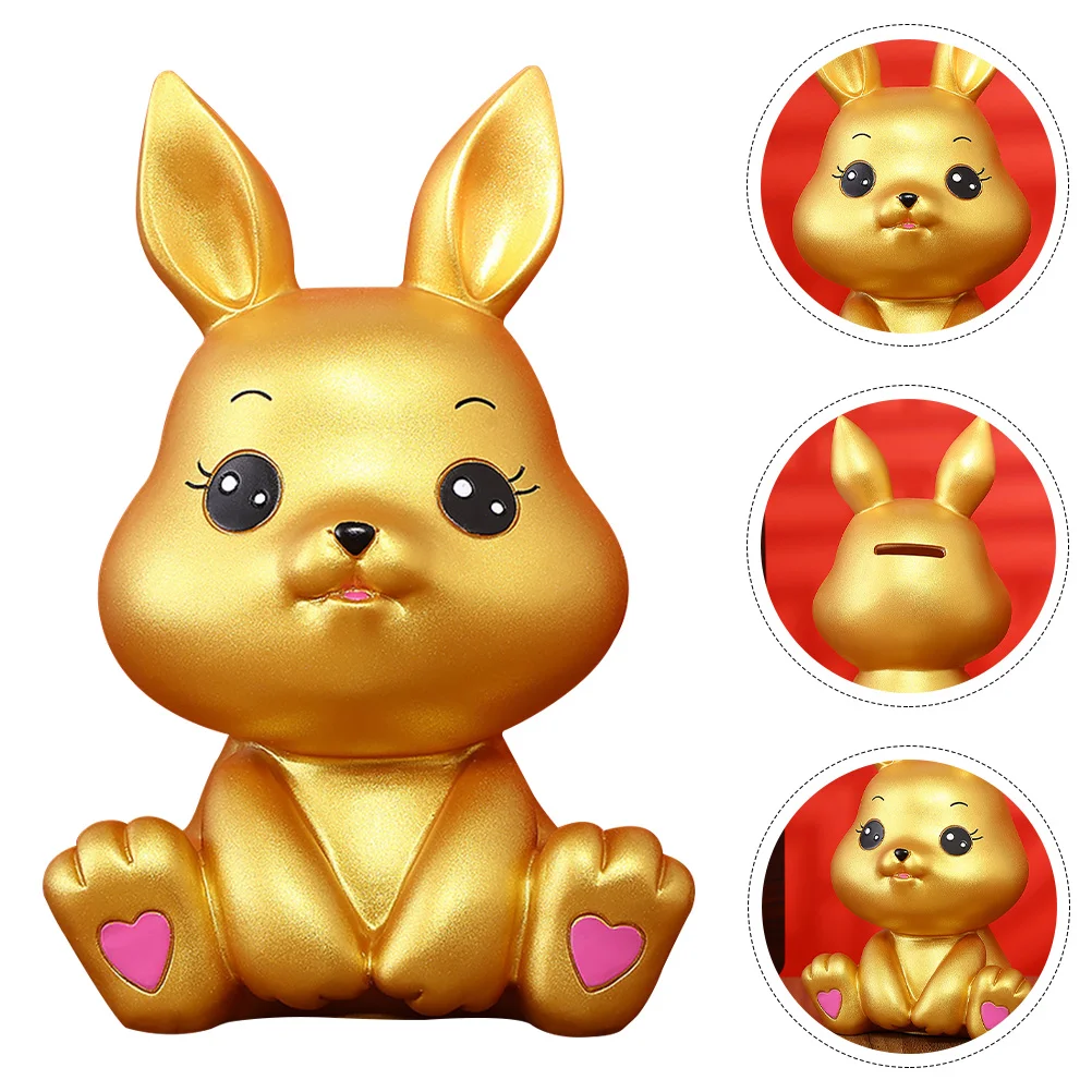 

Bank Rabbit Piggybunny Chinese Money Year Zodiac Jar Toy Box Statue Saving Newgood Fortune Lucky Decor Gift Savings Figurine