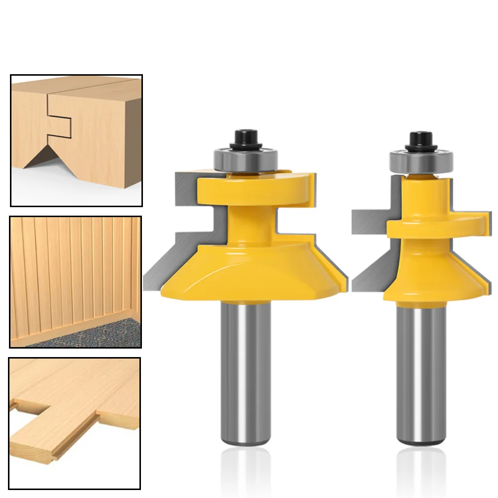 

1/2" (12.7mm) Vee Panel Tongue and Groove Router Bits Set Woodworking Milling Cutters Kit for Stock Thickness 1-1/8" (28.6mm)