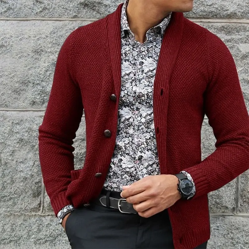 Casual Single-breasted Sweater Men V-Neck Solid Slim Fit Knitting Mens Sweaters Cardigan Male Autumn Fashion Tops Hot Selling