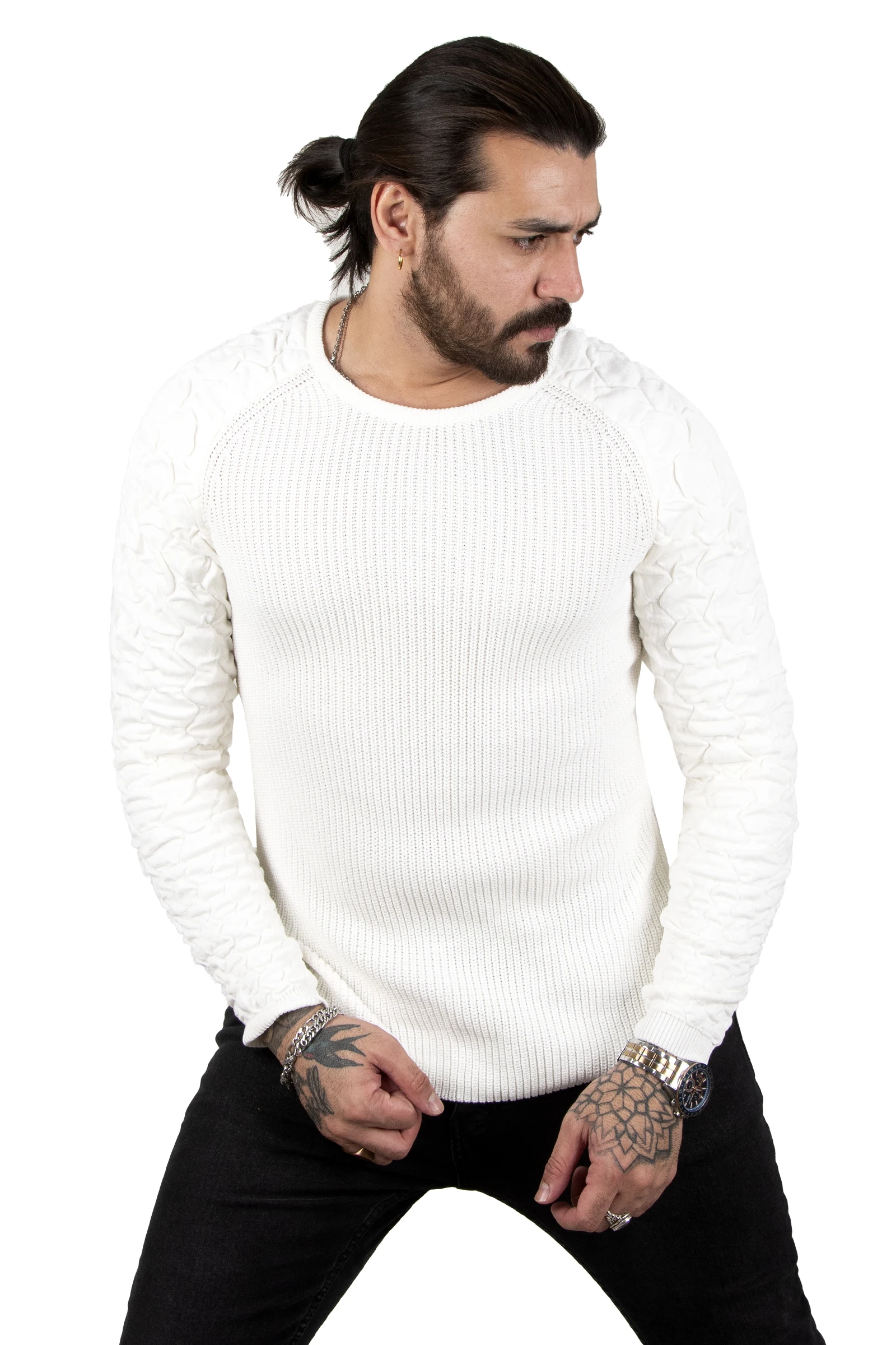 

DeepSEA Handle Pattern Bike Collar Slim Fit Men 'S Sweater 2302654