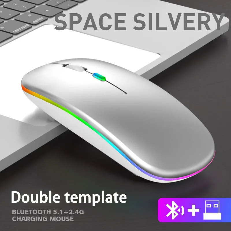 

Wireless Mouse For Laptop PC Bluetooth RGB Rechargeable Mouses Wireless Computer Silent Mice LED Backlit Ergonomic Gaming Mause