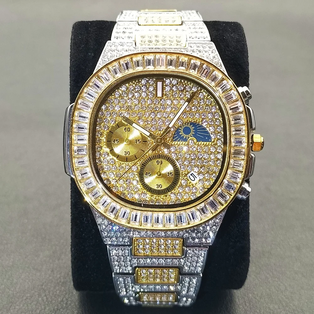 

Часы мужские кварцевые в стиле хип-хоп, из нержавеющей стали