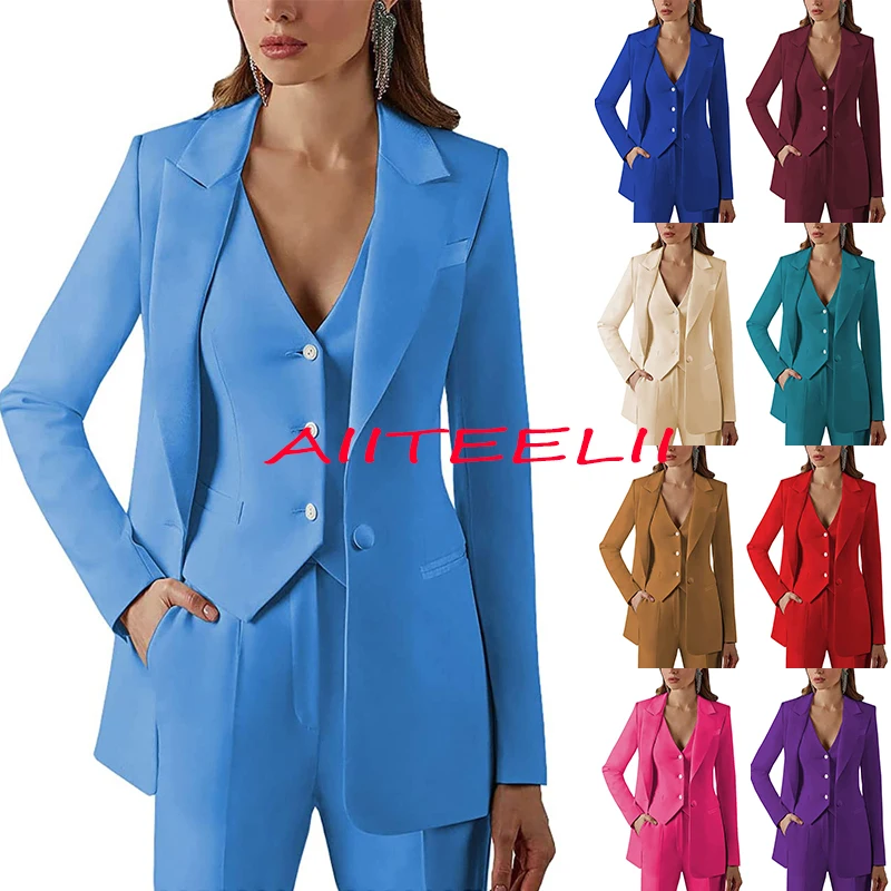 Women's Suit Formal Business Work Wear 3 Piece Pants Suits Lady Blazer + Trousers + Vest костюм женский enlarge