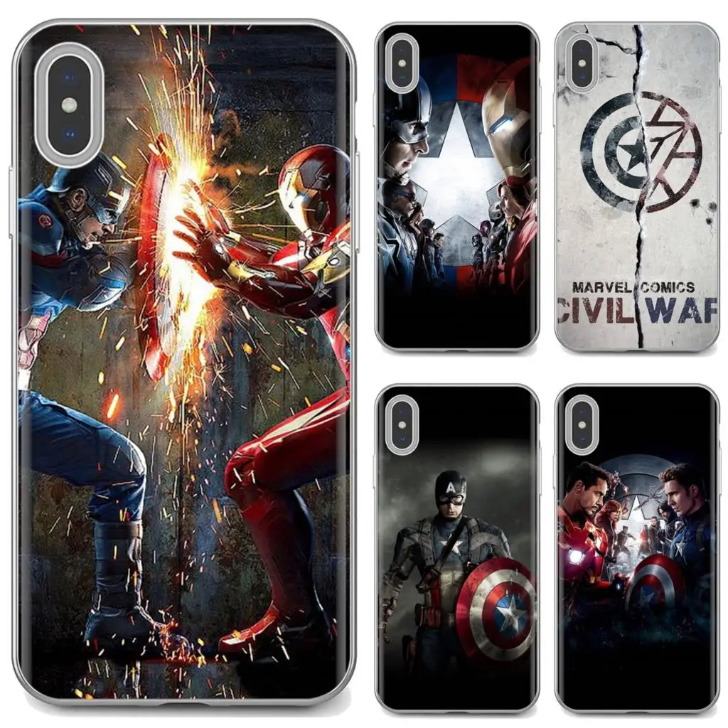 Мягкий чехол из ТПУ для iPhone 10 11 12 13 Mini Pro 4S SE 5C 6 6S 7 8 X XR XS Plus Max 2020 Marvel Капитан Америка
