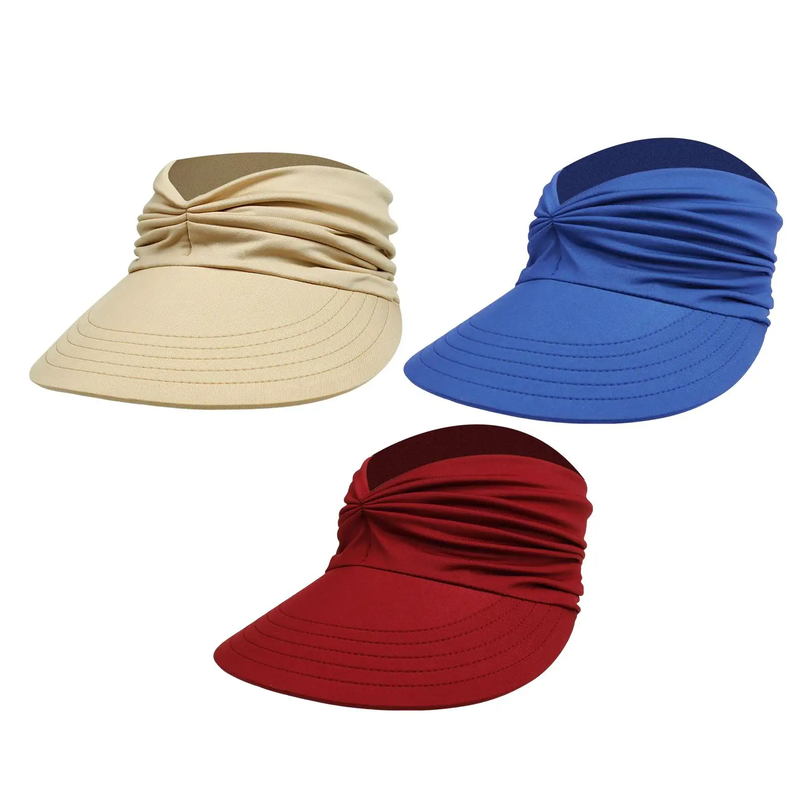 

Elastic Women Sun Visor Hat Wide Brim Curly Hair Messy Bun Hollow Top Hats for Cycling, Camping, Jogging, Beach, Outdoor