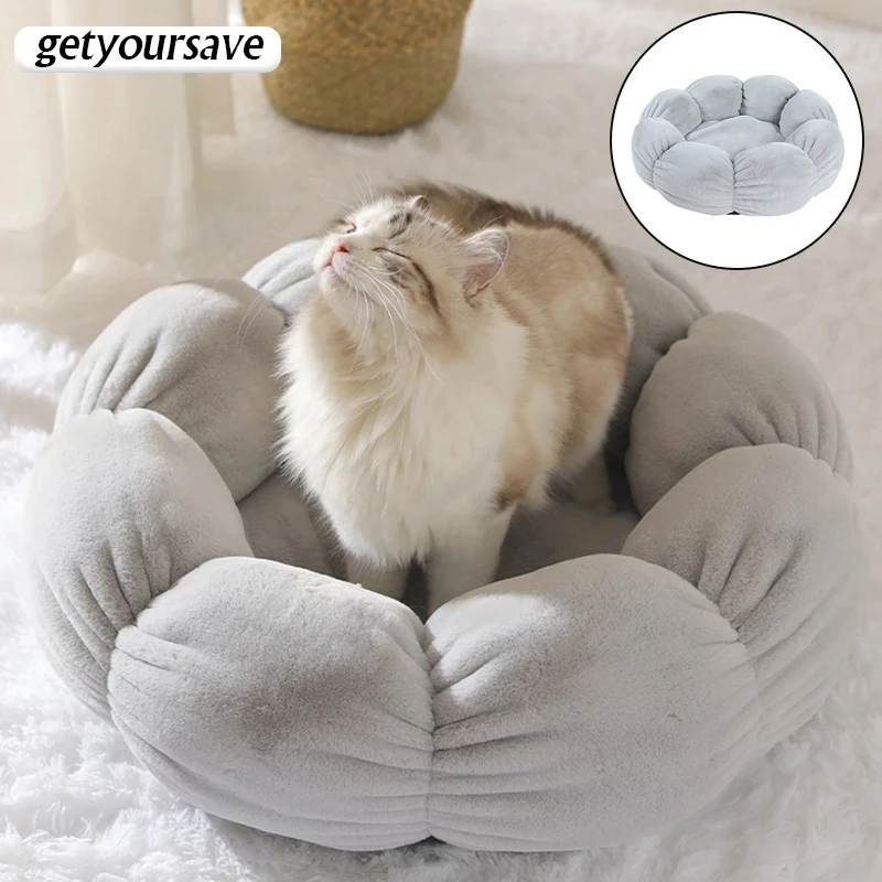 

Flower cat's nest Four Seasons General thickened warm removable washable round lovely senior cat bed Pets Supplies