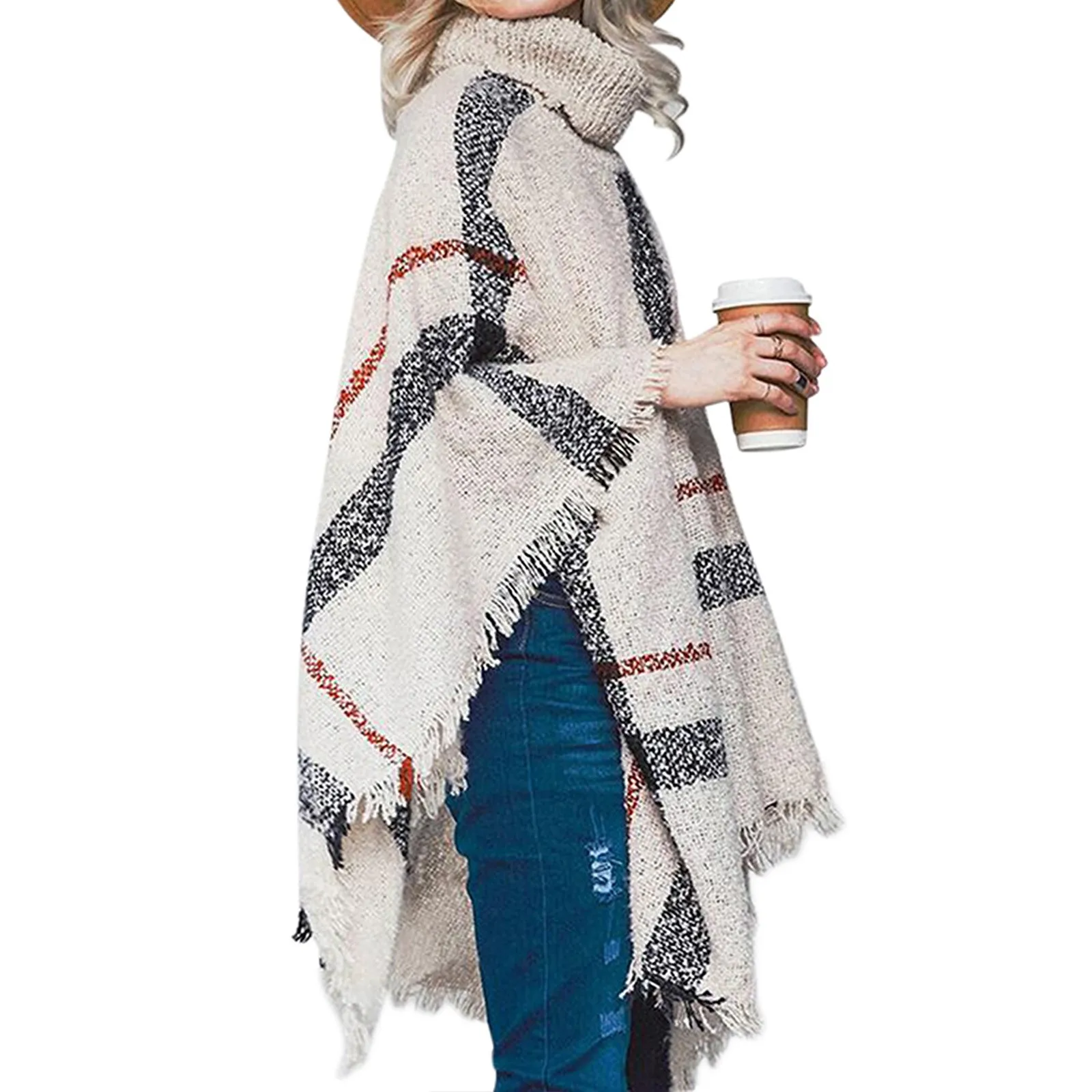 Женский асимметричный пуловер с шарфом-джемпером Bahroma рюшами для повседневного