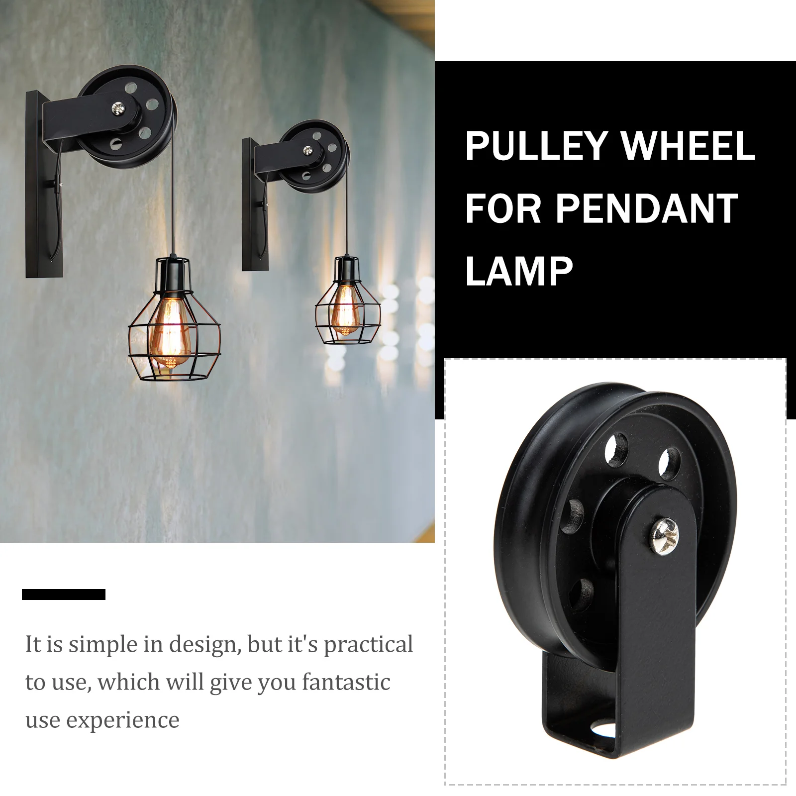 

Lighting Accessories Iron Wheel Wall Lamp Black Vintage Outdoor Hanging Lantern Pulley Pendant Sconce Lights