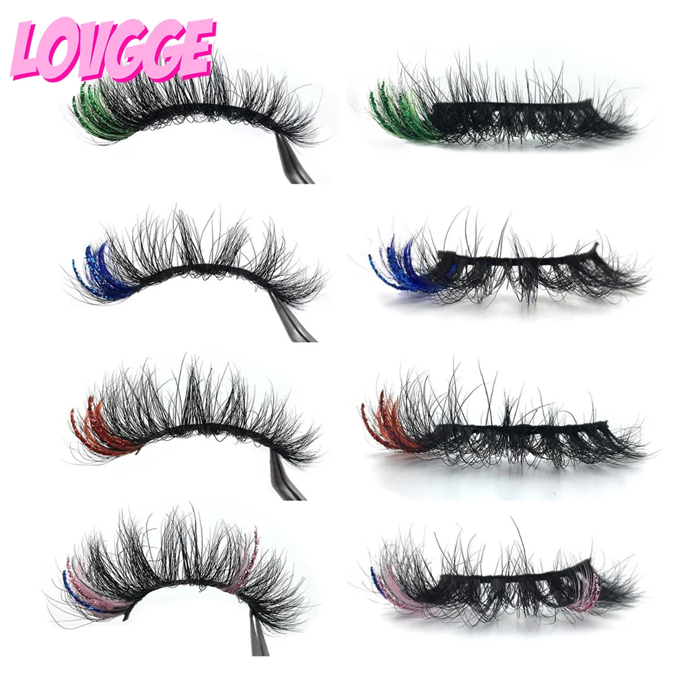 

LOVGGE Glitter Lashes Pop Colored Real Mink Wholesale Supplier Vendor Eyelashes Wispy Glam Cute Free Shipping Drop Shipping
