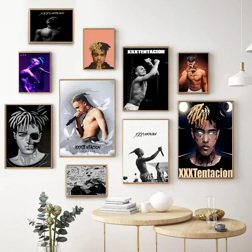X-XXXTENTACION Hot Rapper Anime Posters Sticky Decoracion Painting Wall Art White Kraft Paper Decor