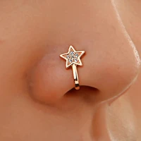 s2553 piercing jewelry for women copper zircon fake nose ring nail exaggerated simple u shaped non perforated nose clip