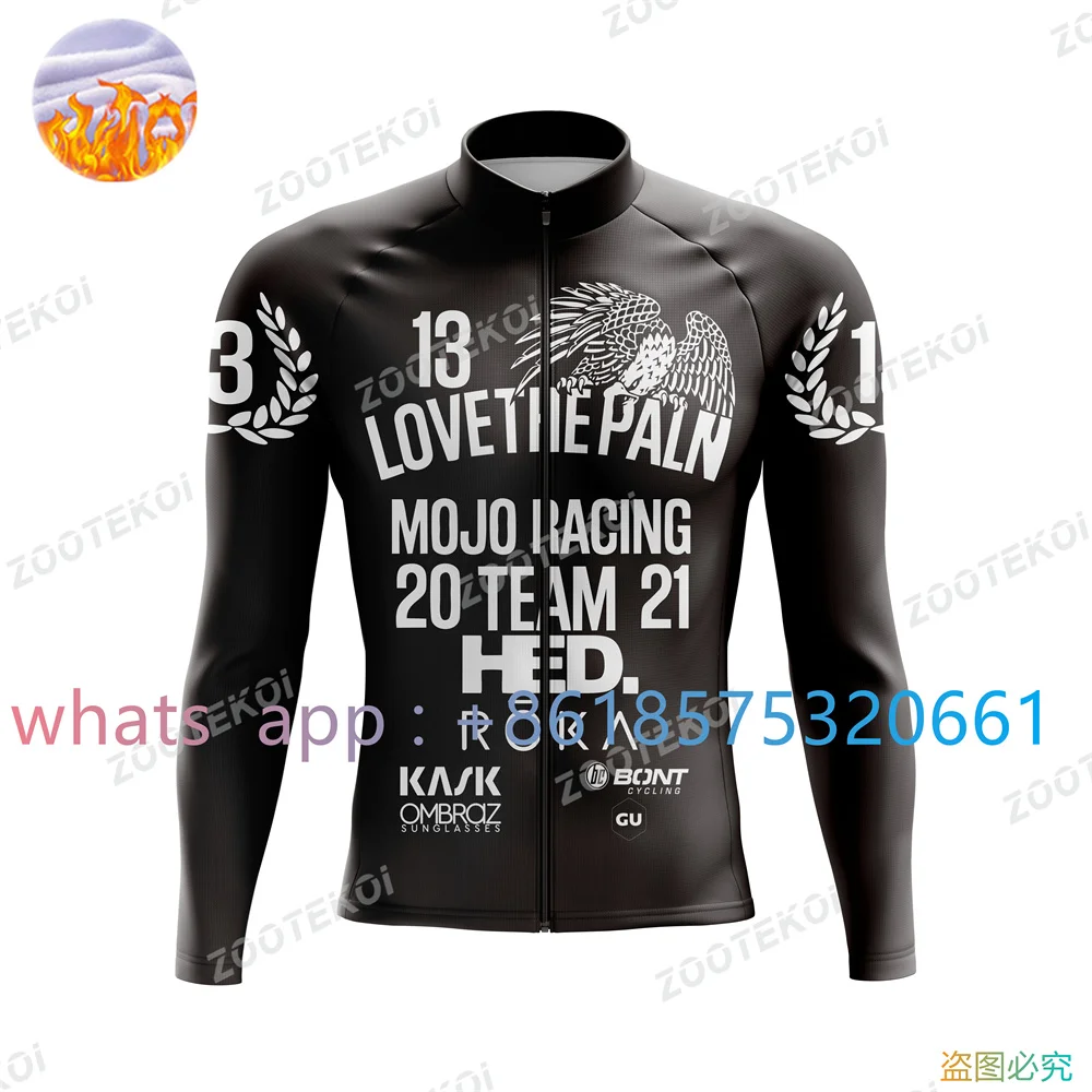 

Love The Pain Winter Jacket Thermal Fleece Men Team Cycling Jacket Long Sleeve Jersey Set Mtb Road Bike Clothes Ciclismo Hombres