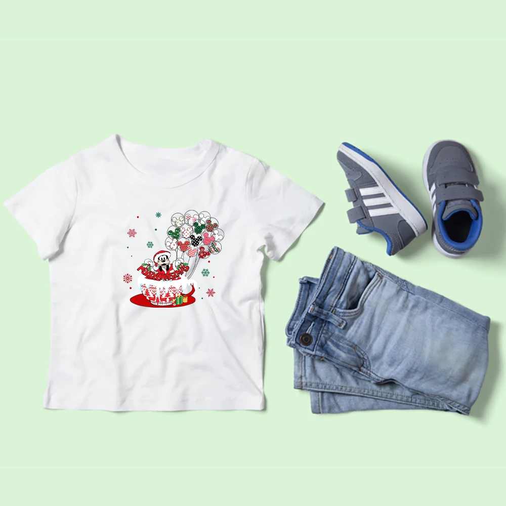 

Casual Comfort Kids T Shirts Disney White Goofy Cartoon Christmas Kids Girls Clothes Boys Short Sleeve Hot Top Dropship T Shirts