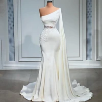 eightree sexy wedding dresses one shoulder mermaid bride dress 2022 sweep train applique princess wedding evening gown plus size