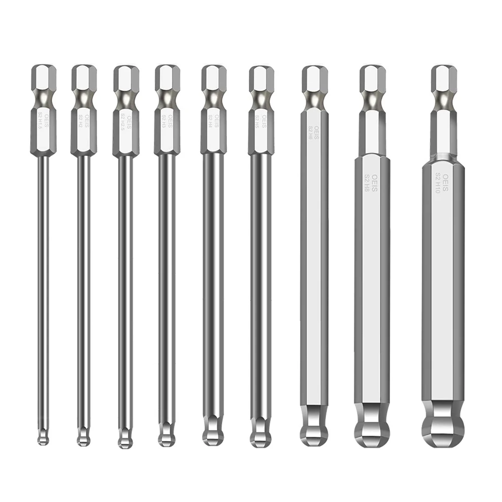 

1PC 1/4" Hex Shank Ball Bit Screwdriver Drill Bits Screw Driver Magnetic Spherical End Set Metric Allen Long Head S2 Steel Tool