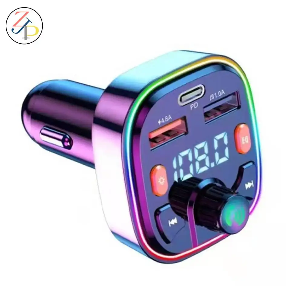 

New Car FM Transmitter Bluetooth MP3 Player Wireless Handsfree Dual USB Charger Fast Charging U Disk TF Card Voice Broadcast