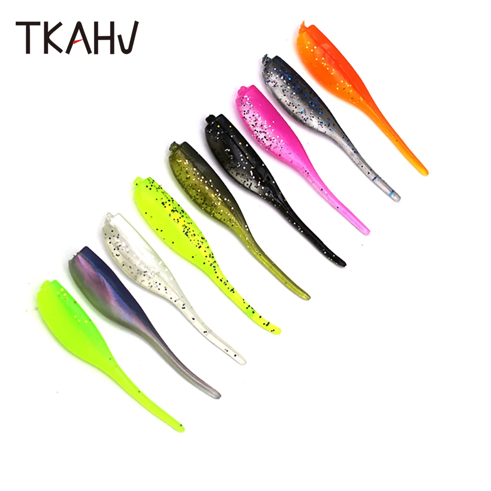 

TKAHV 10PCS Needle Tail Soft Lure Mini Silicone Artificial Worm Bait Wobblers Swimbait Carp Bass Tadpole Shape Fishing Tackle