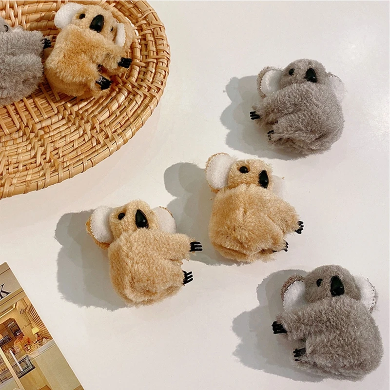 

Lovely Small Koala Hair Claw Clips Plush Bangs Clips Cartoon Animal Hairpin