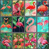 gatyztory painting by number flamingo handpainted art gift diy drawing on canvas pictures by number animal kits home decor