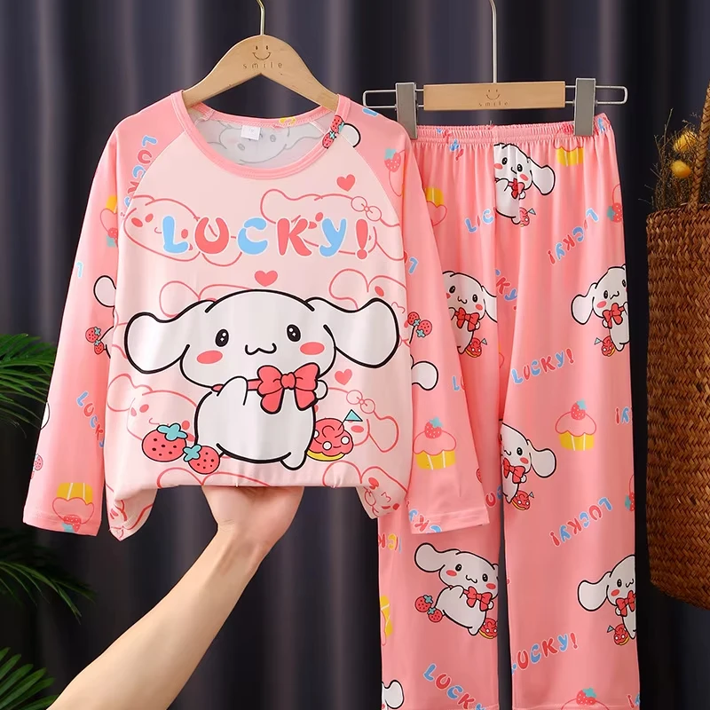 Детские пижамные комплекты Hello Kitty Cinnamoroll повседневный комплект домашней одежды с