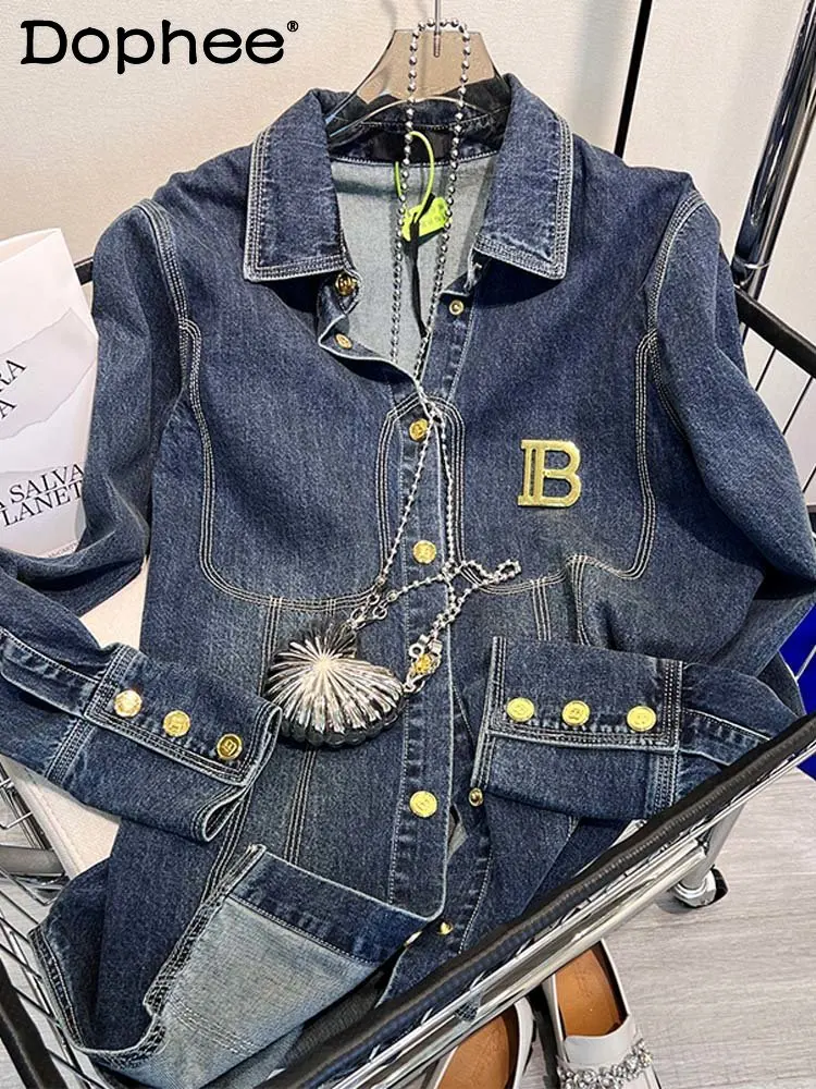 High-End Denim Shirt Jacket Female 2023 New Spring Design French Style High-End Chic Buttons Loose Casual Jean Blouse Women Top
