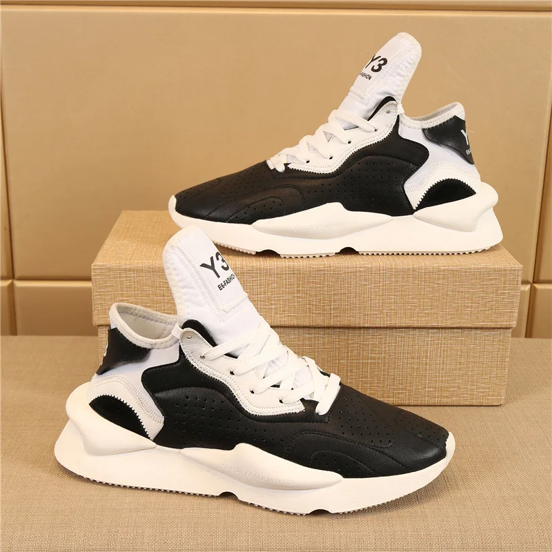 

KGDB Y3 Sneaker Men Women's Sports Shoes Lightweight Running Shoes Leather Sneaker for Men Thick Soled Jogging Shoes
