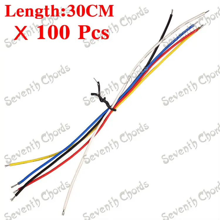 

100 Pcs 22AWG Copper Pickup Hookup Wire Lead Cable For Electric Guitar Bass -Length:30CM / 5 Colors:for choose