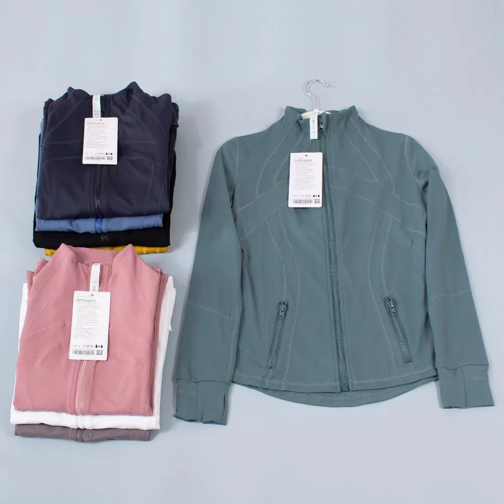 Yoga suit, women's sports spring jacket, breathable and quick drying sports solid color jacket, women's tight fitting, casual fi