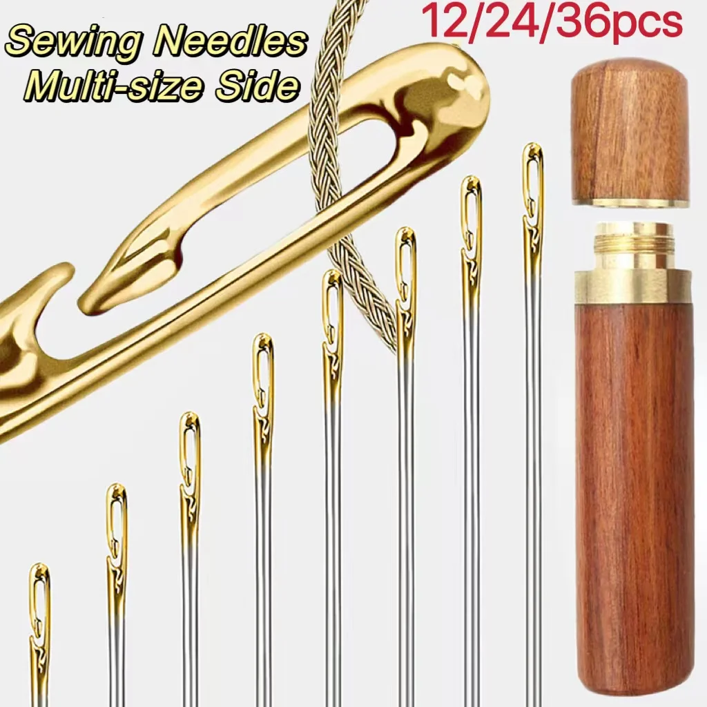 

12/24/36Pcs Blind Sewing Needles Multi-size side Hole Stainless Steel Darning Sewing Hand Household DIY Beading Threading Needle