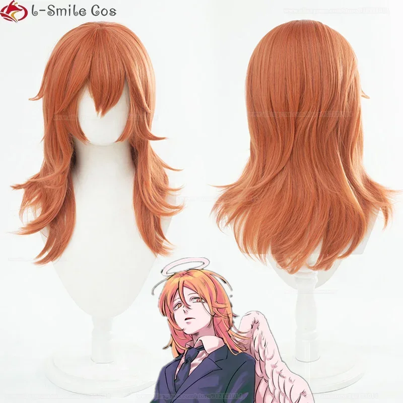 Новый аниме Бензопила Человек Ангел Дьявол Косплей Парик Оранжевый Вьющийся
