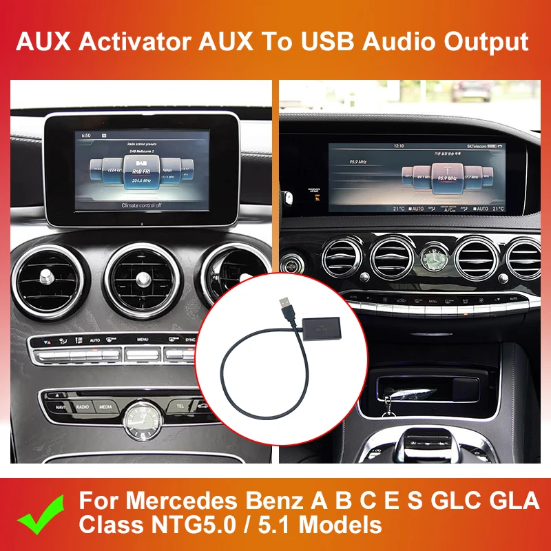 

7-дюймовый автомобильный экран AUX-USB-адаптер для Mercedes Benz NTG 5.0/5.1 System Audio Input Output Converter Aux Activator