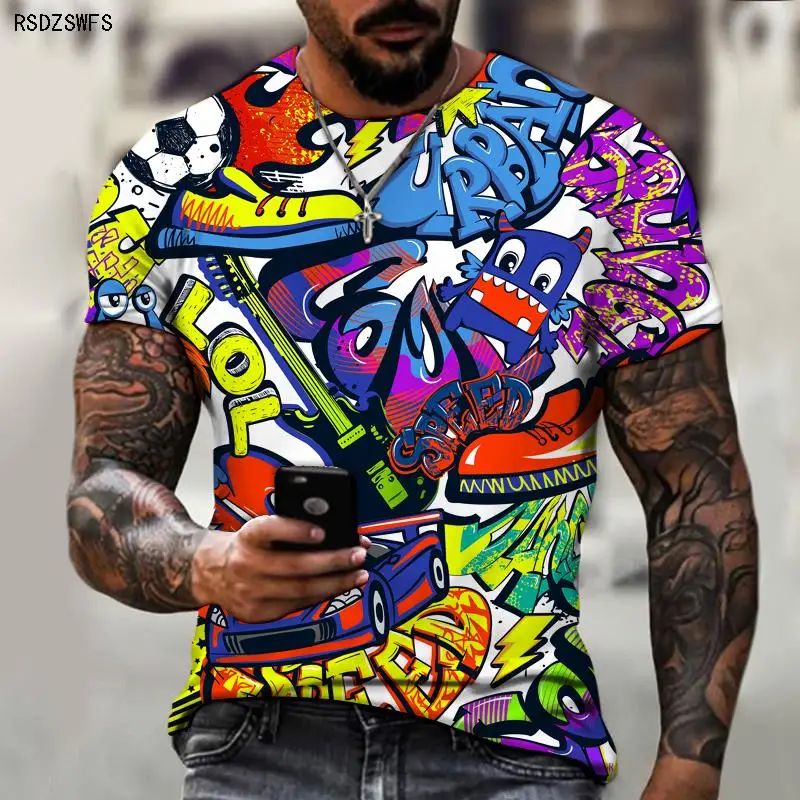 

Футболка мужская оверсайз в стиле хип-хоп с принтом и надписью