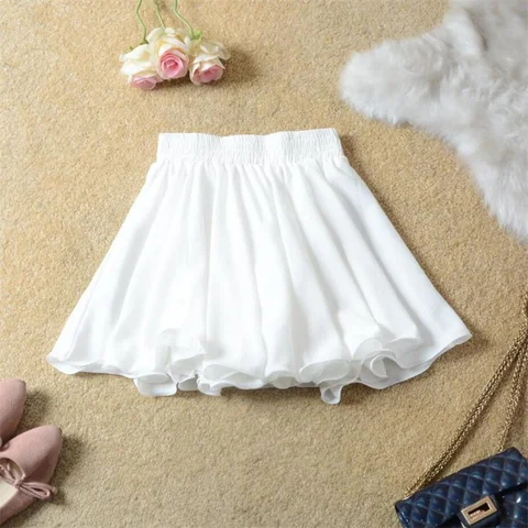Элегантная женская шифоновая юбка с завышенной талией, летняя Милая женская плиссированная мини-юбка, Женская Короткая юбка для отдыха