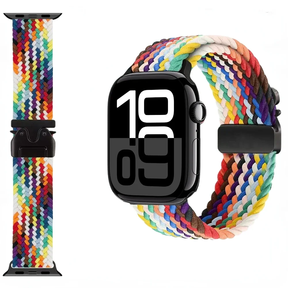 Фото Официальный нейлоновый ремешок-петля для Apple Watch Band Ultra 3 49 мм, Series 11 10 46 мм 42 мм 9 8 7 45 мм 41 мм, браслет с кнопкой для iWatch 6 5 SE №3