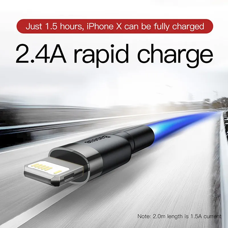 Фото USB-кабель Baseus 2,4 А для iPhone 14, 13, 12, 11 Xs X 8 Plus, кабель для быстрой зарядки, кабель для зарядного устройства iPhone iPad, USB-кабель для передачи данных №4