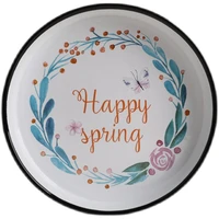 round enamel dinnerware plate for food with handles