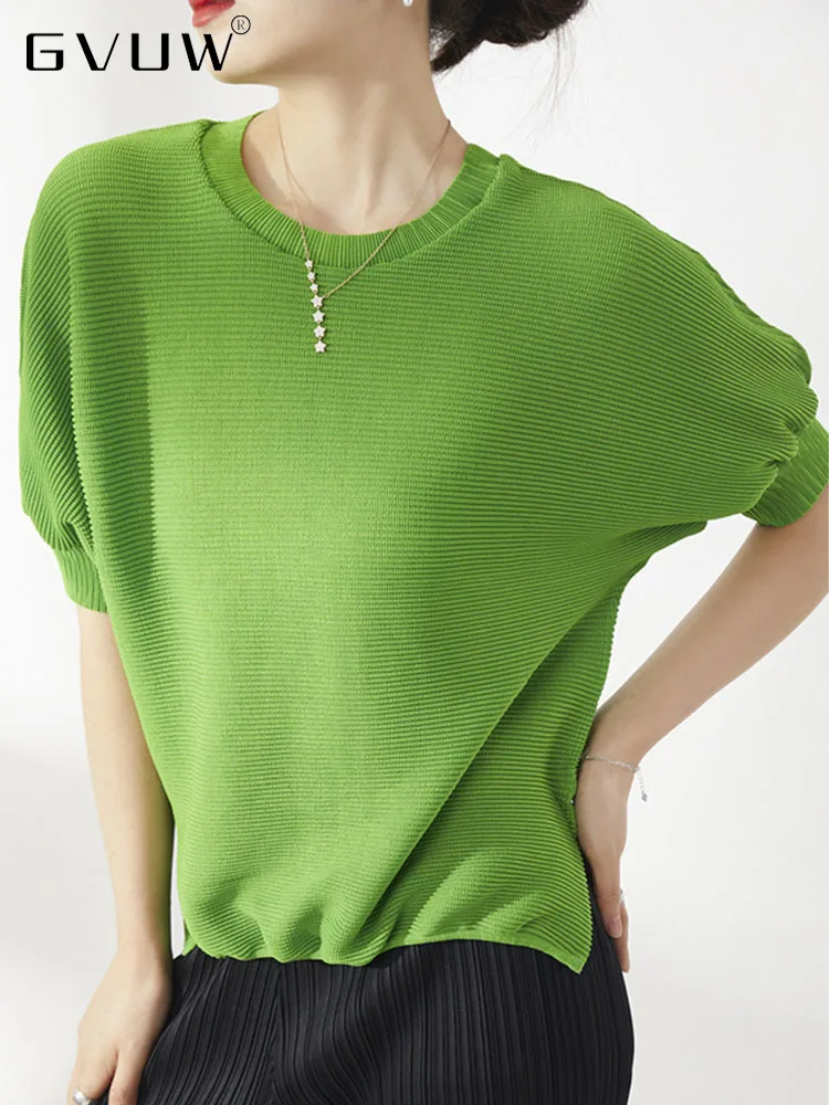 

Женская футболка с коротким рукавом GVUW, однотонная Свободная Повседневная футболка с круглым вырезом, удобная летняя одежда, 17D172, 2022