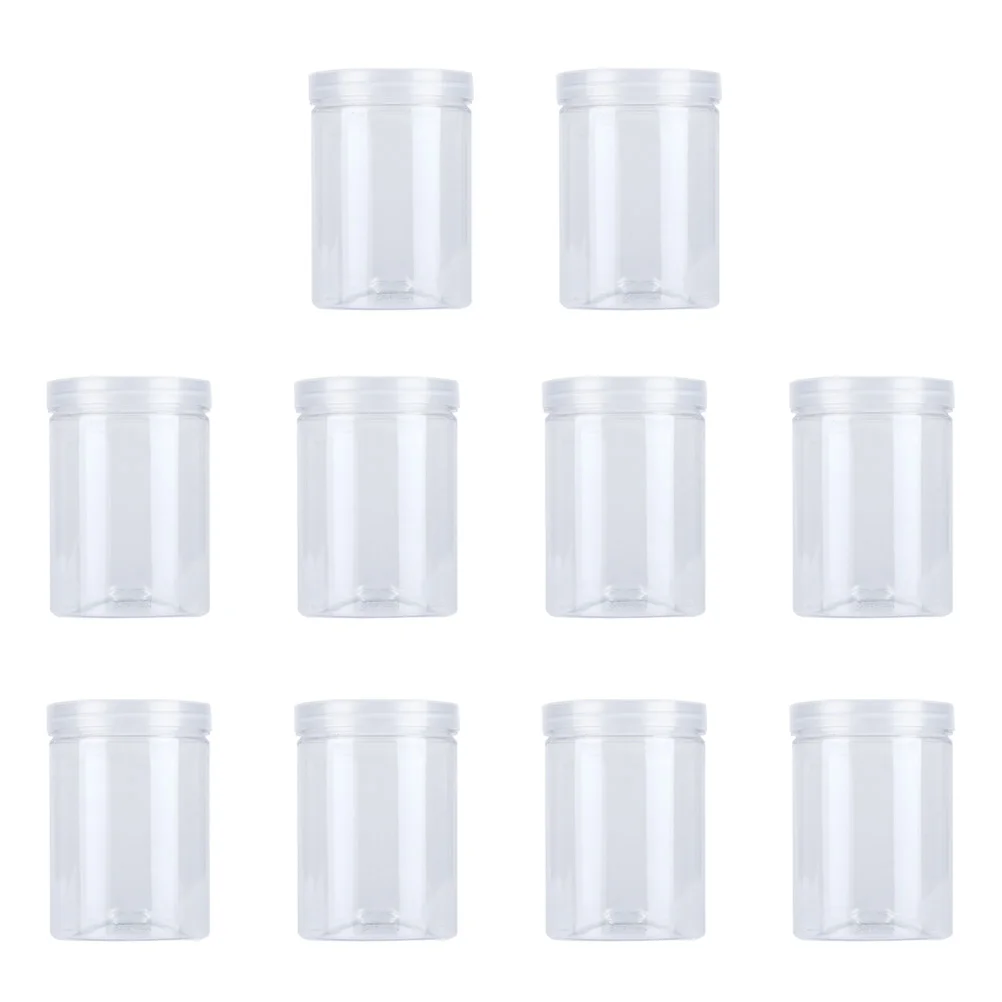 

10 Pcs Sealed Candy Jar Snacks Containers Lids Transparent Cookie Plastic Go Food Jars Clear Tea