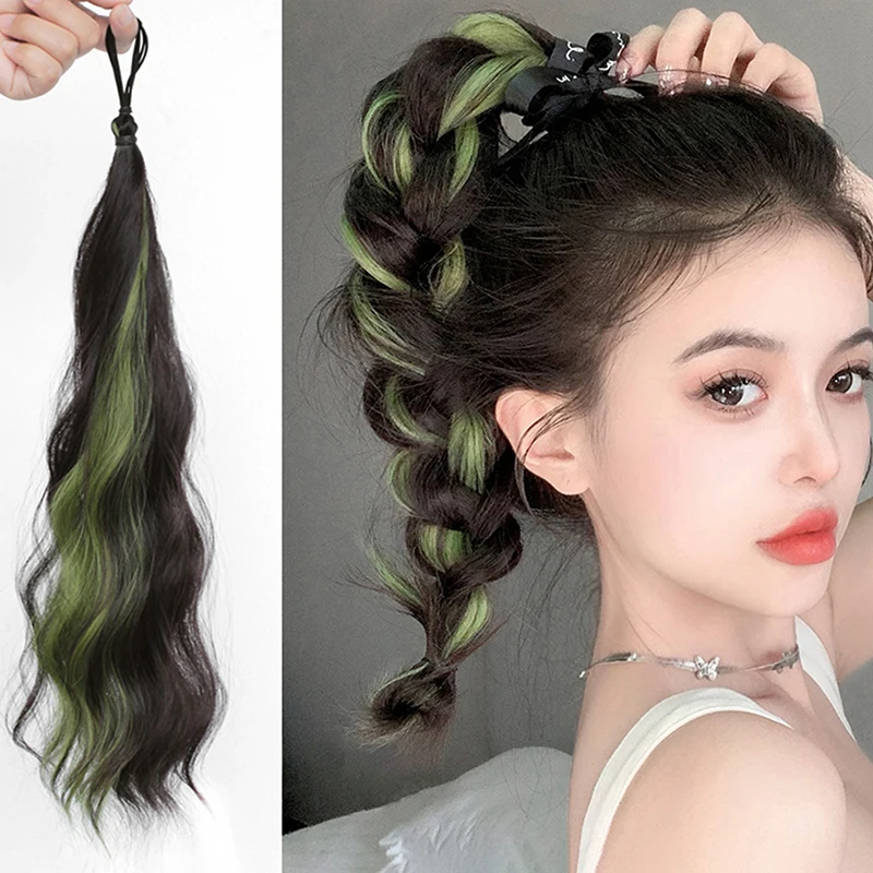Highlight Synthetic Self-Winding Hair Bundle Wavy DIY Bun Ponytail Head Artifact Braided Extension Hairpiece