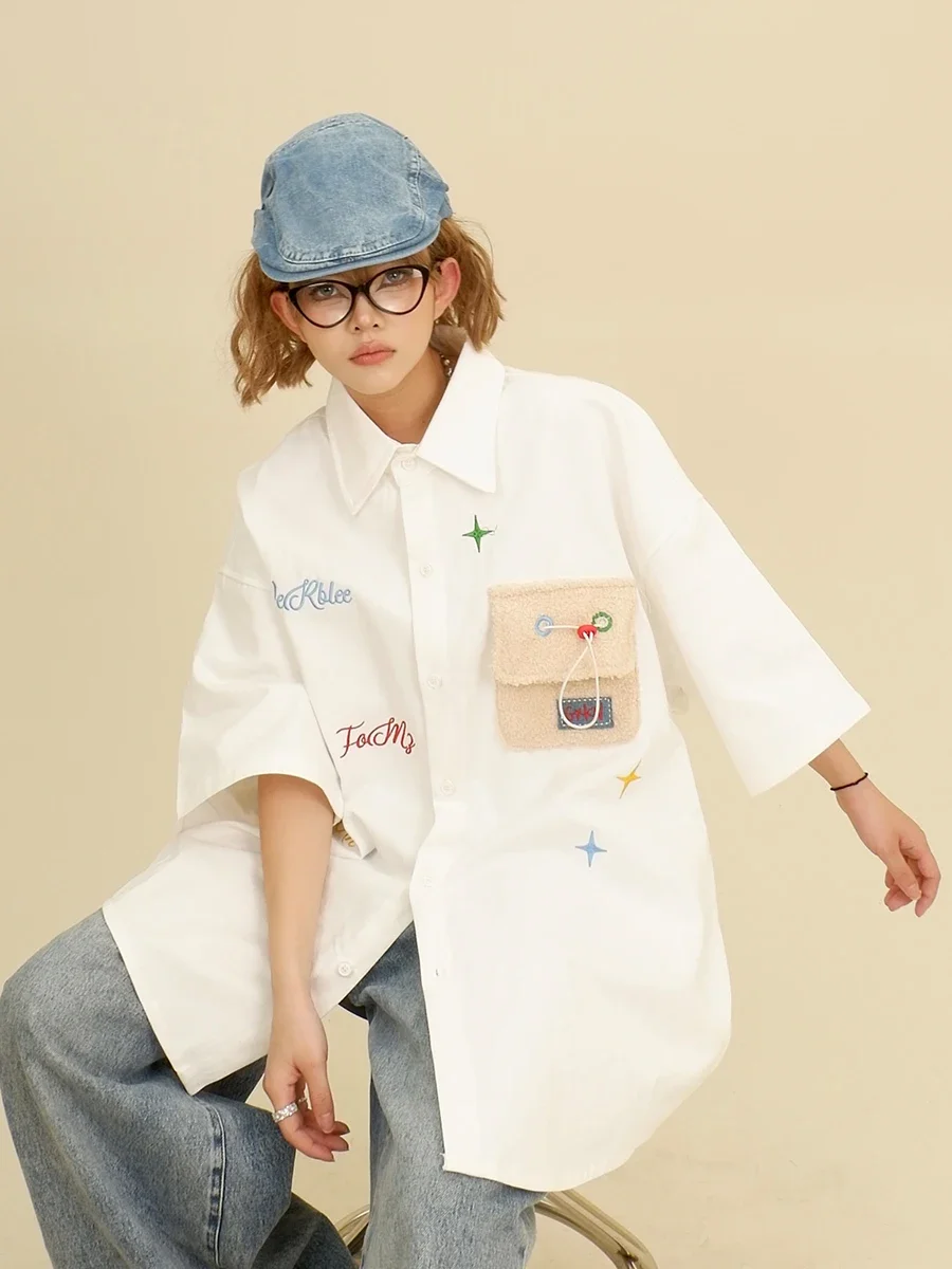 Рубашка с коротким рукавом и карманами в стиле бойфренд