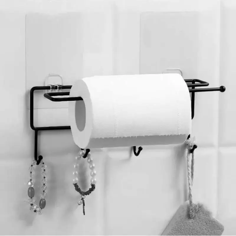 

Кухонная стойка из кованого железа для тряпки, без следов, из вискозы, без перфорации, стойка для ванной комнаты, крючок, стойка для хранения рулонной бумаги, картонная стойка с защитой от царапин и воды